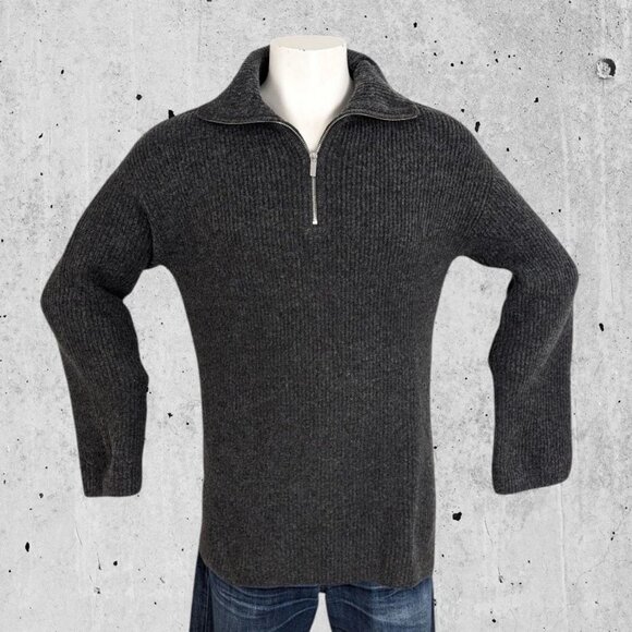 NWT Womens H & M Sweater Size XS Oversized 1/4 Zip Ribbed Shawl Collar - Picture 1 of 8